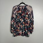 JODIFL  Floral Mixed‎ Boho Print Balloon Sleeve Top Flowy Relaxed V-Neck Medium Photo 8