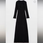 Aerie Ribbed Front Tie Long Sleeve Maxi Dress Photo 4