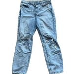 H&M Women’s Distressed Light Blue Ripped Mom Jeans Photo 0