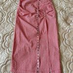 ZARA Red Gingham Hi-Rise Midi Skirt Size Small Photo 5