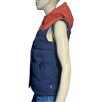 Patagonia  Women’s Size S Navy Blue Orange Bivy Hooded Down Vest Photo 4