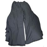 Umgee Fringe Beach Pants Size Small Solid Black Side Slit Boho Chic Wide Leg Photo 2