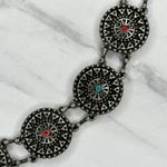 Western Faux Turquoise Coral Concho Chain Belt ✨ Silver Photo 6