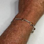 Amber & 925 Sterling Silver Bracelet 7" Fine Jewelry Women's Link Design Photo 3