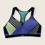 Victoria's Secret VSX Sport Racerback Bra Stripe Colorblock Green Purple Black Lightly Lined 34C Photo 4