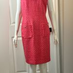 Karl Lagerfeld Karl Laggerfield Paris Tweed Midi Formal Front Pockets Party Pink Dress S 14 F7 Photo 9