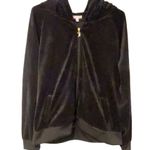 Juicy Couture  Size XL Black Pink Graphic Pleat Neck Velour Full Zip Hoodie Photo 2