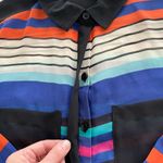 Bisou Bisou  sheer button up striped multicolored blouse size M bohemian festival Photo 14