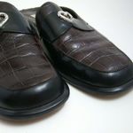 Brighton  Womens Jade Slide Shoes 7.5 Slip On Close Toe Black Brown Leather Photo 5