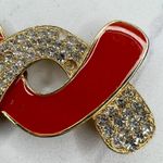 Vintage Gold Tone and Orange Rhinestone Belt Buckle Piece Photo 3