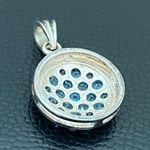 Sterling Silver 925 Signed Blue Topaz Birthstone Pave Flat Round Pendant 3.2g Photo 8