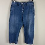 Pilcro The Arni Mid-Rise Button Front Barrel Pant Medium Wash Size 16 Photo 6