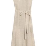 Anthropologie Amadi Caroline Knit Midi Dress size Medium New Beige Minimalist Tan Photo 0
