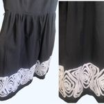 New York & Co. Fit & Flare Black Dress sleeveless with embroidered White Hem Size 14  Great dress for a party or can wear it for office meeting attire.  Photo 3