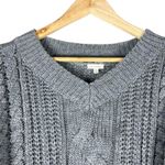 En Creme Oversized Sweater Womens S Gray Cable Knit V Photo 1
