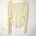 LNA  Size XS OVERSIZED Cream Ribbed Deep V Neck Long Sleeve Top Photo 4