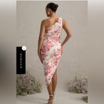 Club L London LATE NIGHT PINK FLORAL MATERNITY RUCHED ONE SHOULDER MIDI DRESS Size 10 Photo 1