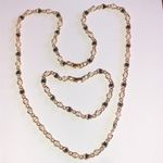 Gold Tone & White Black Ball Necklace & Bracelet Set Photo 0