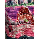 knit top long sleeve pink landsccape print y2k pink maroon green Size XL Photo 2