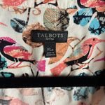Talbots  Xl Petite Button Down Blouse Top Colorful Bird Print Roll Tab Sleeves Photo 5