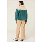 Rebecca Minkoff Colorblock Fleece Pullover Jacket XXS Teal Cream Pink Snap Neck Photo 2