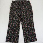 Hill House Winston Floral Print Wide Leg Pants Black Pink Blue XL Extra Large Photo 6