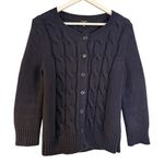 Talbots navy cableknit cardigan sweater medium petite Photo 0