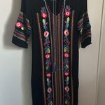 Women’s Cotton Gauze V Neck Side Split Embroidered Summer Vacation Cover Up Red Photo 9