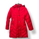Down Long Coat Red Puffer Parka Jacket Photo 1
