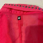 Apple Bottoms Vintage ColdShoulder Sheer ButtonUp Blouse Women 3X Studded Collar Photo 7