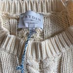 Hayden Cream Cable Knit Sweater Frayed Trim Size S NWT Photo 4