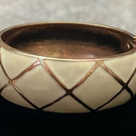 Premier Designs NWOT  Off-White Enamel and Rose Gold Bangle Cuff Bracelet Photo 0