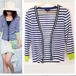 J.Crew Striped Blue Accent Cardigan Photo 2