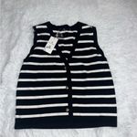 NWT Lillusory Black and White Sweater Vest size Large with Gold Button Photo 1