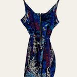 Yumi Kim Blue Silk Abstract Print V-Neck Faux Wrap Cocktail Dress Size Small Photo 3