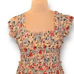 SEA New York Silk Floral Midi Dress Smocked Waist Flutter Sleeve Large New Yellow Photo 1