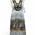 Babydoll Y2K Halter Neck Backless Ball Gown Printed Empire Line Dress Blue Size 10 Photo 0