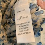 FATE. Blue Cream Pleated Full Sleeve Blouse Sz Medium Photo 3