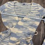 Vintage Coquette pastel Wool Blend wrap bow tie sweater top Blue Size M Photo 2