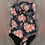 Aqua Eve One Piece Swimsuit. Black Orange White (148) Size M Photo 0