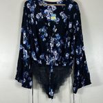 Free People  NWT Black Forties Feels Floral Floral Bodysuit Photo 0
