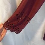 Krazy Kat Burgundy Open Front Faux Suede Cut Out Trim Cardigan Size XL Boho Photo 4