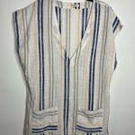 Rip Curl striped deep v-neck swim coverup white blue tan peach womens size large Photo 0