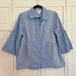 Style & Co SALE  blue striped button front top size small Photo 0