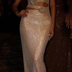 Meshki -  Stassie embellished Nude Strapless Flower Rose Diamante Maxi Dress Photo 1