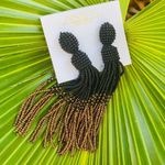 Amrita Singh Black Gold Seed Bead Tassel Earring Photo 1