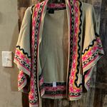 FATE. Poncho Shawl Cape Wrap Tan Pink Boho Tribal Native Aztec One Size WARM (112 Photo 1