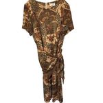Studio‎ C Plus Size Dress 22W Brown Beige Animal Paisley Print Short Sleeve Photo 2