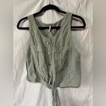 Free people highway cruising Linen blend Tie front army green tank Photo 1
