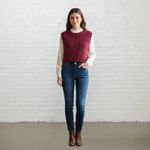 Vintage Genesis Sweater Vest S Cable Knit Sleeveless Burgundy Wine Red Photo 13